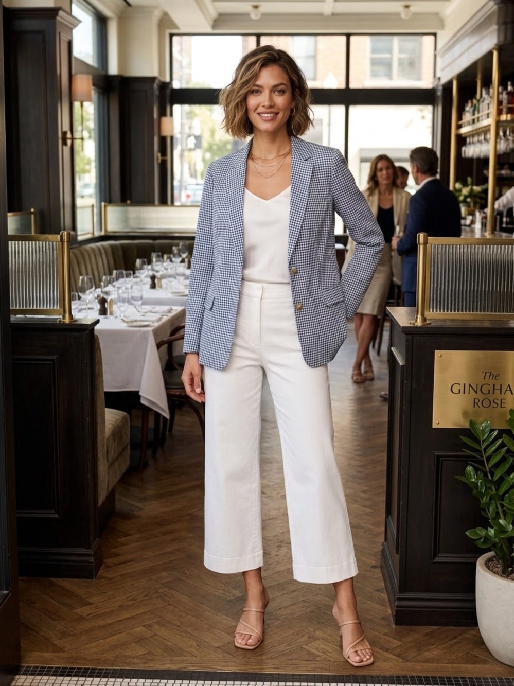 Talbots Size 16W Blue and white Linen Blend Jacket
